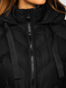 Giubbotto invernale trapuntato con cappuccio da donna nero Bolf 5M739