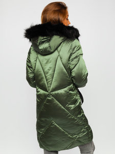 Giubbotto invernale trapuntato con cappuccio da donna verde Bolf 23070