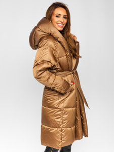 Giubbotto lungo invernale con cappuccio da donna cammello Bolf MY0363A