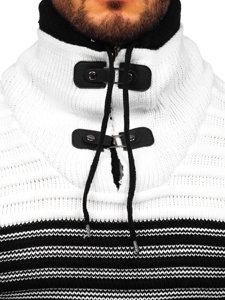 Maglione pessante con colletto rialzato da uomo nero-bianco Bolf 2026