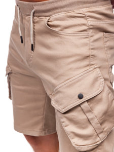 Pantaloncini cargo in tessuto da uomo beige Bolf 384k