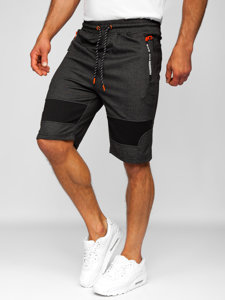 Pantaloncini corti di tuta da uomo nero-arancioni Bolf Q3877