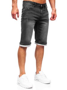 Pantaloncini corti in jeans da uomo neri Bolf K15004-2