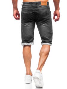 Pantaloncini corti in jeans da uomo neri Bolf K15004-2