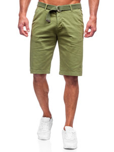 Pantaloncini corti in tessuto con cintura da uomo verdi Bolf 0010