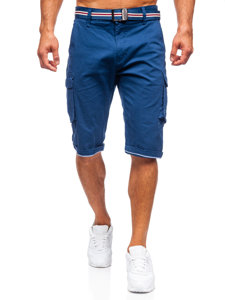 Pantaloncini corti tipo cargo con cintura da uomo azzurri Bolf 1957