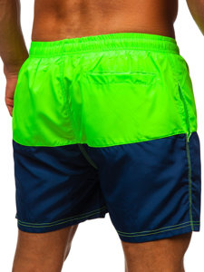Pantaloncini da bagno corti da uomo verde-blu Bolf HM064
