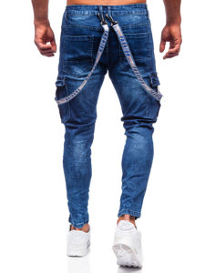 Pantaloni cargo in jeans da uomo blu Bolf TF095