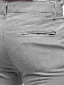 Pantaloni chino in tessuto da uomo grigio chiari Bolf 0016