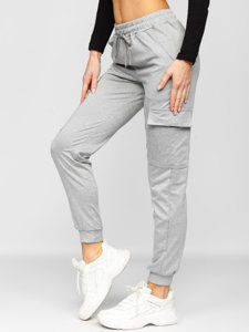 Pantaloni di tuta tipo cargo da donna grigi Bolf HW2516C