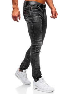 Pantaloni in jeans regular fit con cintura da uomo neri Bolf 30035W0