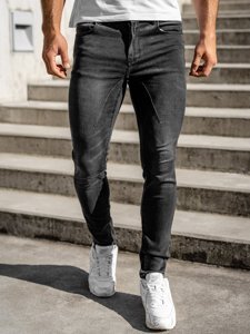 Pantaloni in jeans regular fit da uomo neri Bolf T331