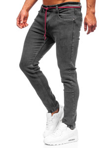 Pantaloni in jeans skinny fit da uomo neri Bolf KX565-1