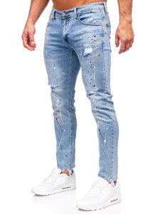 Pantaloni in jeans slim fit da uomo celeste Bolf KX1136