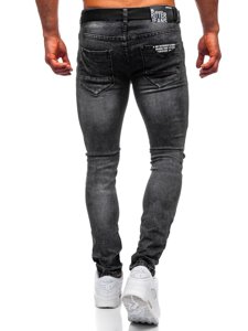 Pantaloni in jeans slim fit tipo cargo con cintura da uomo neri Bolf 60026W0