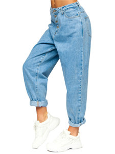 Pantaloni in jeans slouchy da donna azzurri Bolf BS583