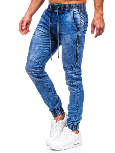 Pantaloni in jeans tipo jogger da uomo blu Bolf TF127