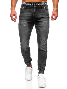 Pantaloni in jeans tipo jogger da uomo neri Bolf TF080