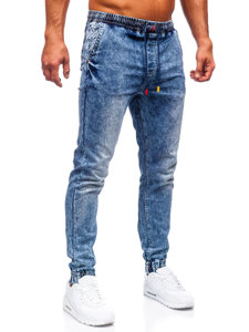 Pantaloni jogger in jeans da uomo azzurri Bolf 51069S0