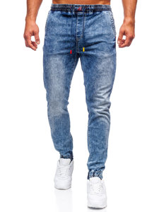 Pantaloni jogger in jeans da uomo azzurri Bolf 51069S0