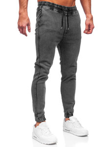 Pantaloni jogger in jeans da uomo neri Bolf 0026