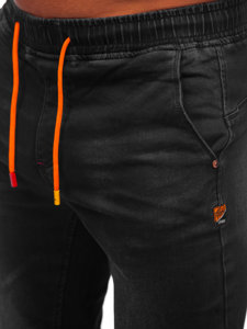 Pantaloni jogger in jeans da uomo neri Bolf R31123W1