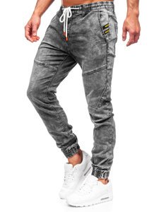 Pantaloni jogger in jeans da uomo neri Bolf T368