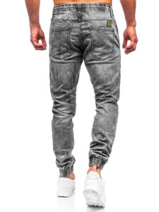 Pantaloni jogger in jeans da uomo neri Bolf T368