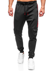 Pantaloni jogger tipo cargo di tuta da uomo neri Bolf K10283