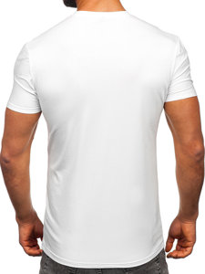 T-shirt a scollo V con stampa da uomo bianca Bolf MT3030