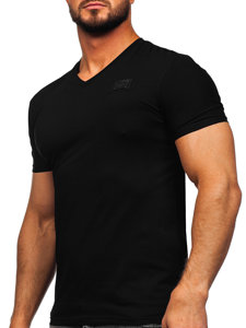 T-shirt a scollo V con stampa da uomo nera Bolf MT3030
