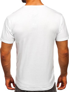 T-shirt con scollo a V senza stampa da uomo bianca Bolf 192131