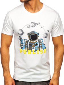 T-shirt con stampa da uomo bianca Bolf S10026