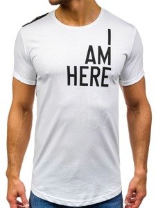 T-shirt con stampa da uomo bianco Bolf 368-1