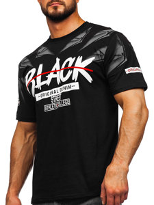 T-shirt con stampa da uomo nera Bolf 14208