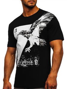 T-shirt con stampa da uomo nera Bolf 142171