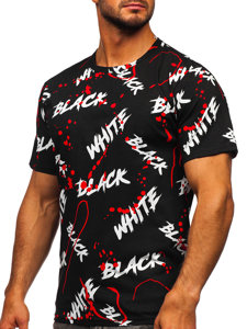 T-shirt con stampa da uomo nero-rossa Bolf 14939