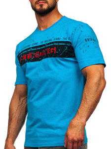 T-shirt con stampa da uomo turchese Bolf 14204