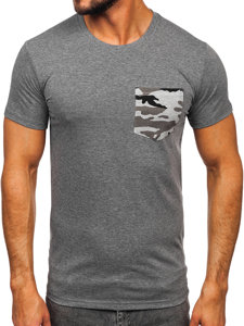 T-shirt con taschino con stampa mimetica da uomo grafite Bolf 8T85 