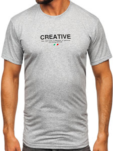 T-shirt in cotone con stampa da uomo grigia Bolf 14759