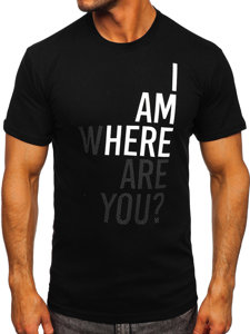 T-shirt in cotone con stampa da uomo nera Bolf 0404T