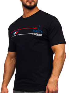 T-shirt in cotone con stampa da uomo nera Bolf 14772