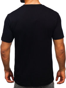 T-shirt in cotone con stampa da uomo nera Bolf 14772