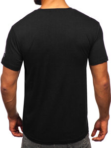 T-shirt in cotone con stampa da uomo nera Bolf 14784