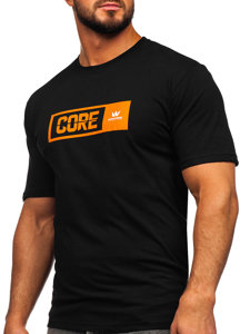 T-shirt in cotone con stampa da uomo nera Bolf 14790
