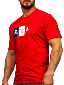 T-shirt in cotone con stampa da uomo rossa Bolf 14784