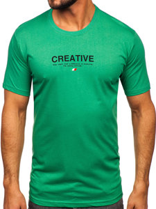 T-shirt in cotone con stampa da uomo verde Bolf 14759