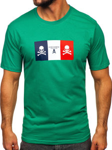 T-shirt in cotone con stampa da uomo verde Bolf 14784