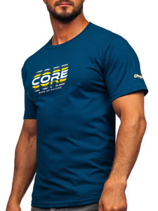 T-shirt in cotone da uomo azzurro scura Bolf 14731