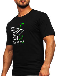 T-shirt in cotone da uomo nera Bolf 14769